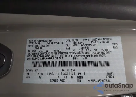 2023 Lincoln Corsair Reserve из США, поврежденный, VIN 5LMCJ2DA0PUL23789